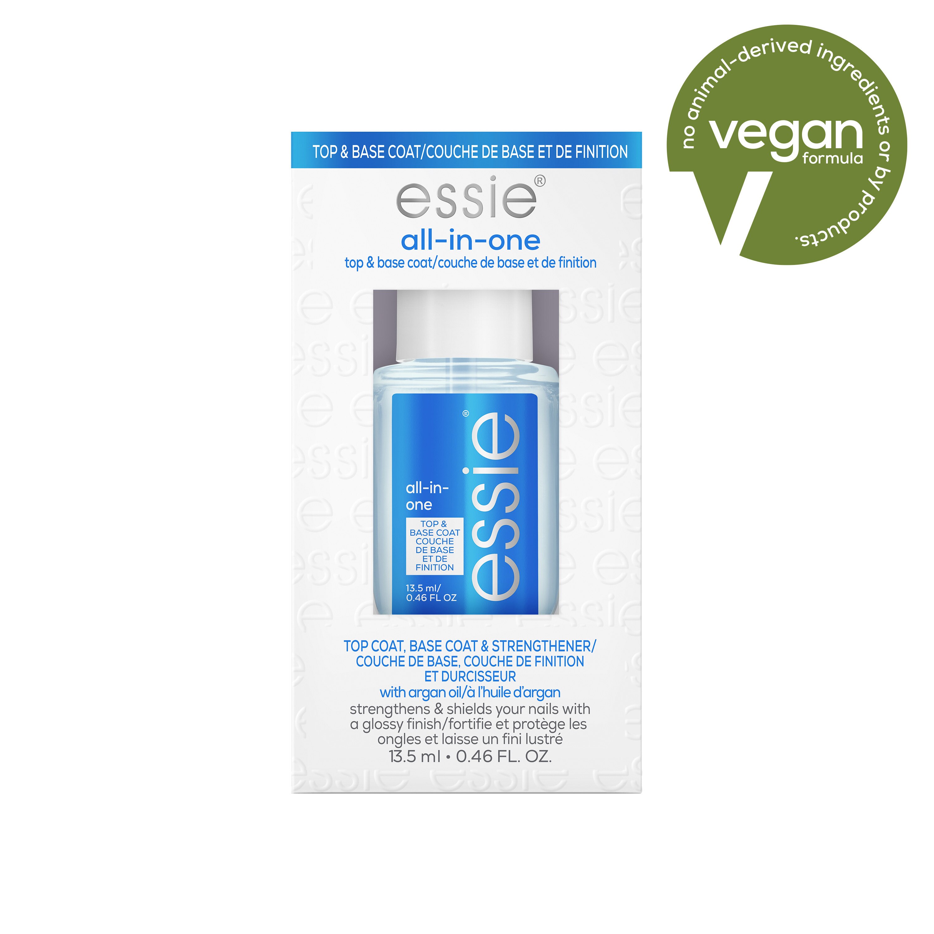 essie Salon-Quality Nail Care, Vegan, all in one (clear base coat and top coat), 0.46 fl oz