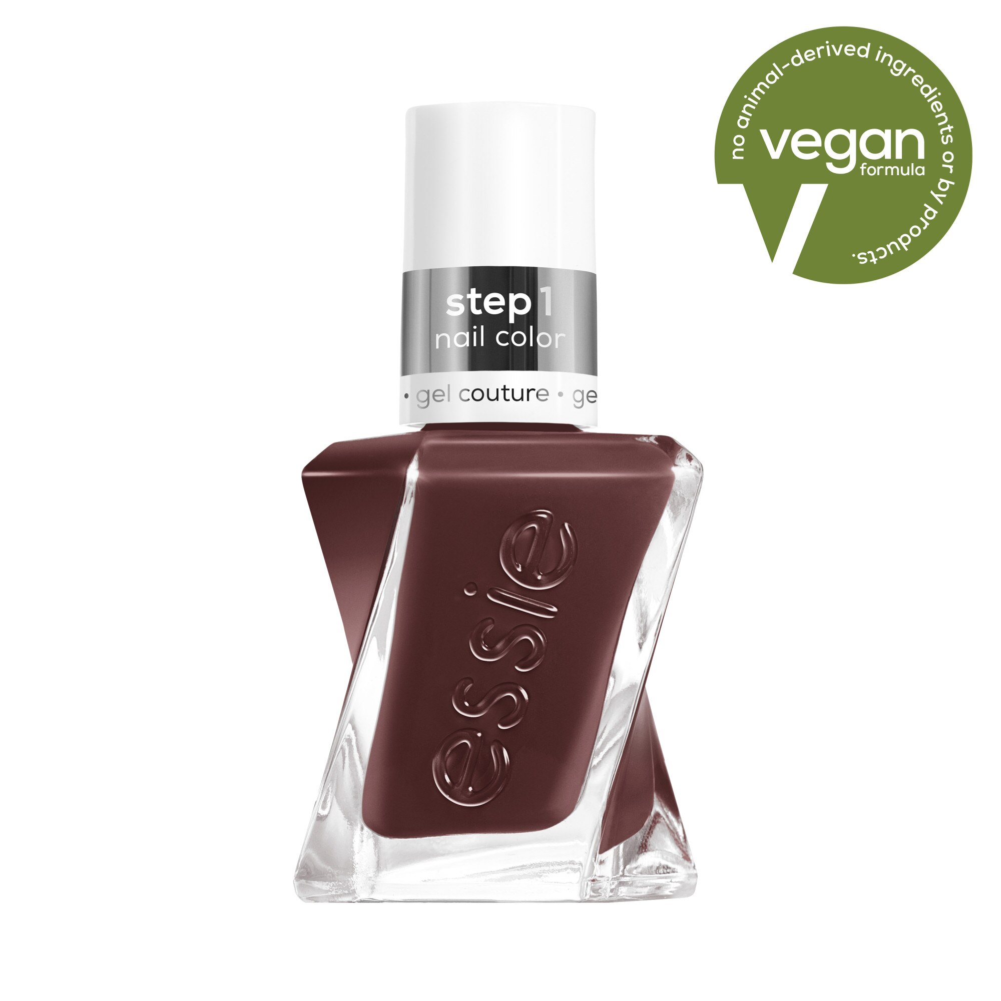 essie gel couture Long-Lasting Nail Polish, Vegan, all checked out (raisin brown), 0.46 fl oz