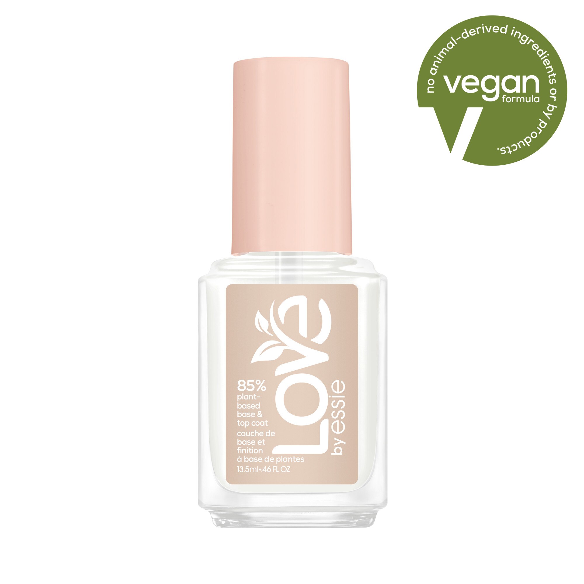 LOVE by Essie 85 percent plant-based nail care, vegan, LOVE By Essie Base And Top Coat , 0.46 fl oz