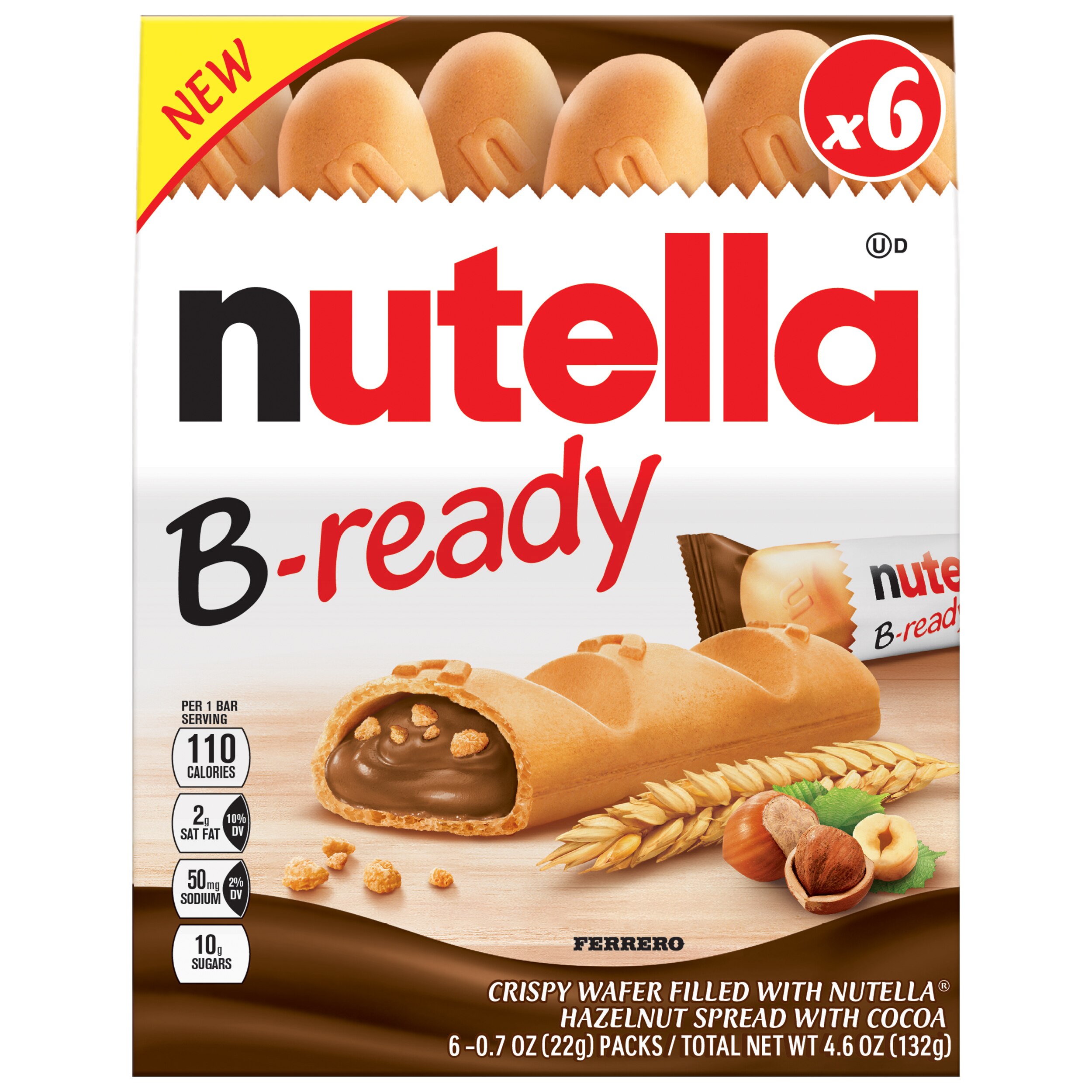 Nutella B-Ready, 6 ct, 4.6 oz