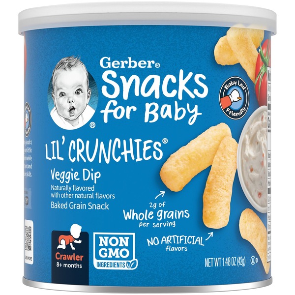 Gerber Snacks for Baby Lil Crunchies Veggie Dip Puffs, 1.48 OZ