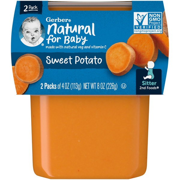 Gerber 2nd Foods Natural for Baby Baby Food, Sweet Potato, 4 OZ, 2 PK