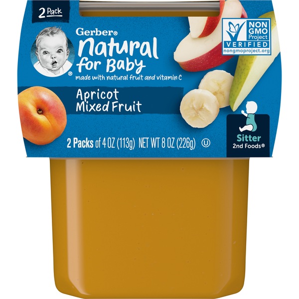 Gerber 2nd Foods Natural for Baby Baby Food, Apricot Mixed Fruit, 2 PK, 4 OZ