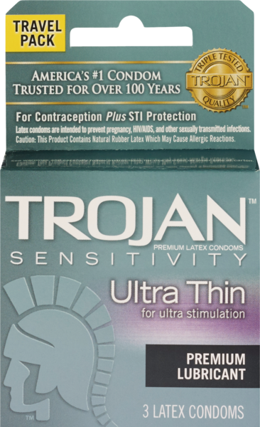 Trojan Ultra Thin Condoms, Travel Pack, 3 CT