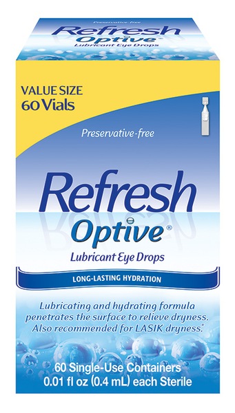 Refresh Optive Preservative Free Lubricant Eye Drops, 60 ct, 0.01 fl oz (0.4 mL)