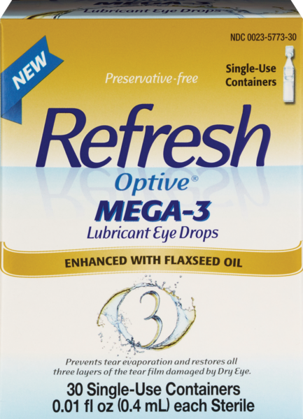 Refresh Optive Mega-3 Preservative-Free Lubricant Eye Drops, 30 ct, 0.01 fl oz (0.4 mL)