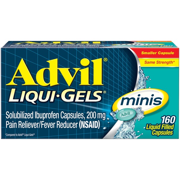 Advil Liqui-Gels Minis Pain Reliever and Fever Reducer, Ibuprofen 200mg, Fast Pain Relief