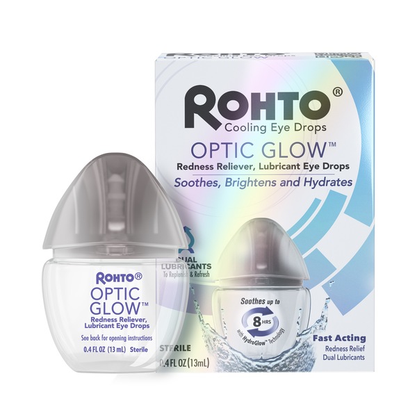 Rohto Optic Glow Redness Reliever, Whitening, Lubricant Eye Drops, 0.4 fl oz 