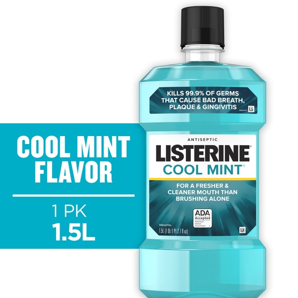 Listerine Cool Mint Antiseptic Mouthwash for Bad Breath, Plaque, and Gingivitis