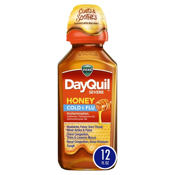 Vicks DayQuil SEVERE Honey Cold and Flu Medicine, 12 OZ