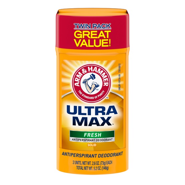 Arm & Hammer Ultra Max Antiperspirant & Deodorant Stick, Fresh, 2.6 OZ, 2 Pack