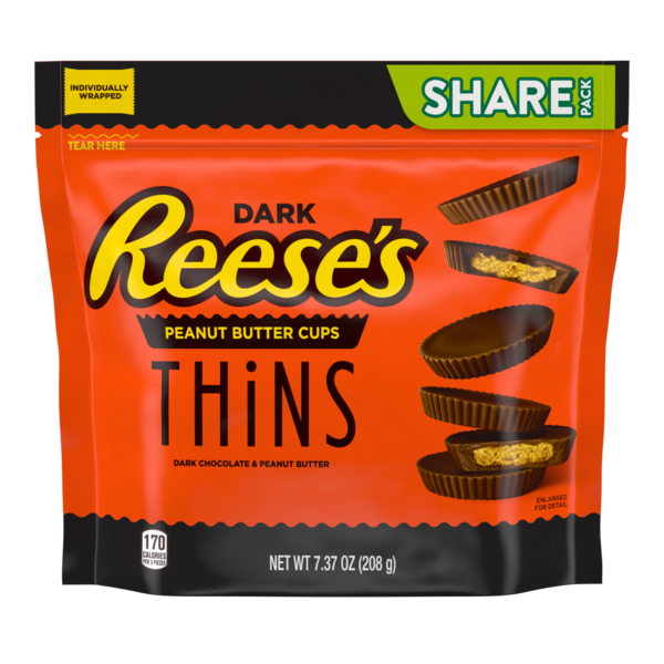 Reese's Thins Peanut Butter Cups Dark Chocolate Candy, 7.37 OZ