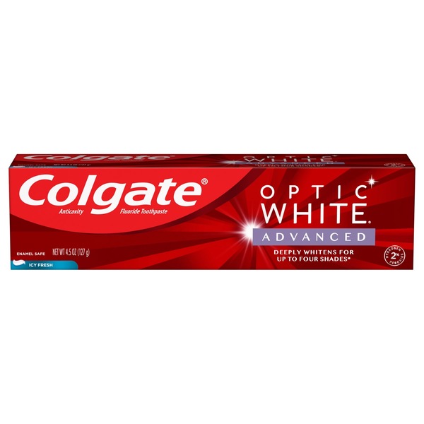 Colgate Optic White Advanced Teeth Whitening Toothpaste, Icy Fresh, 4.5 OZ