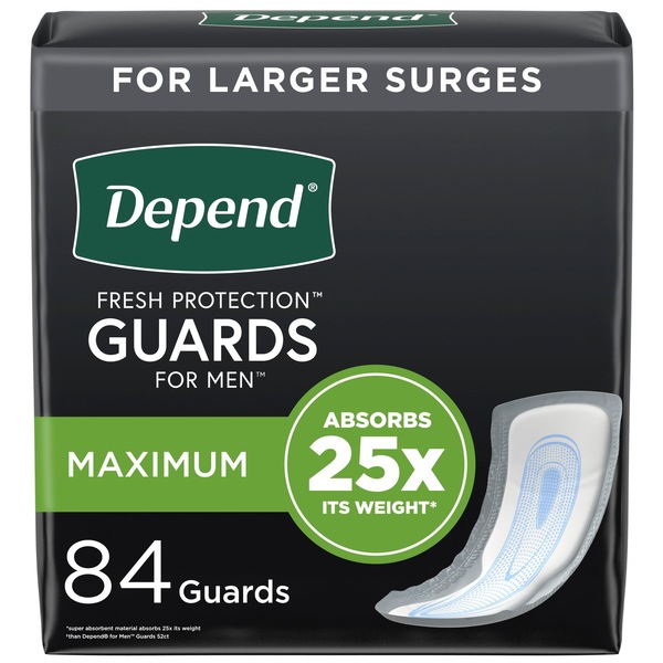 Depend Incontinence Guards for Men, Maximum Absorbency, 84 Count