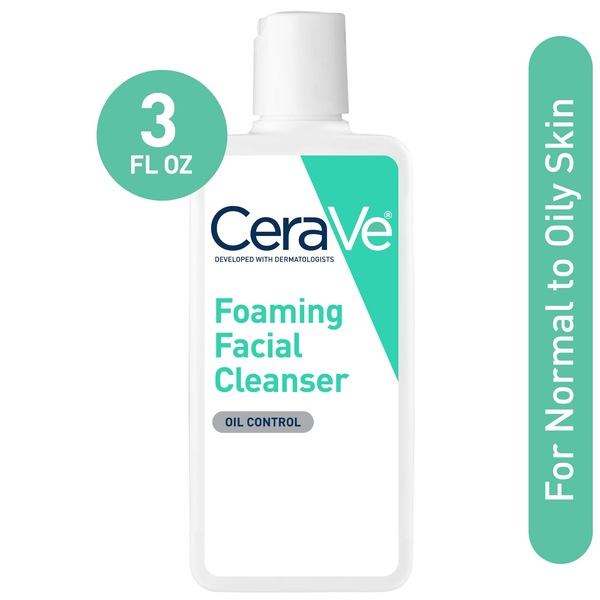 CeraVe Travel Size Foaming Facial Cleanser, Face Wash for Oil Control