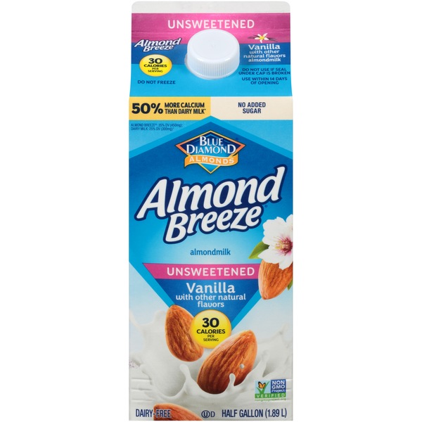 Almond Breeze Unsweetened Vanilla Almond Milk, 64 OZ