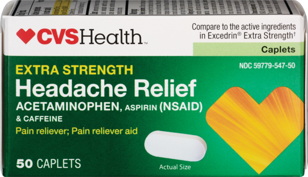 CVS Health Extra Strength Headache Relief Acetaminophen, Aspirin (NSAID) & Caffeine Caplets
