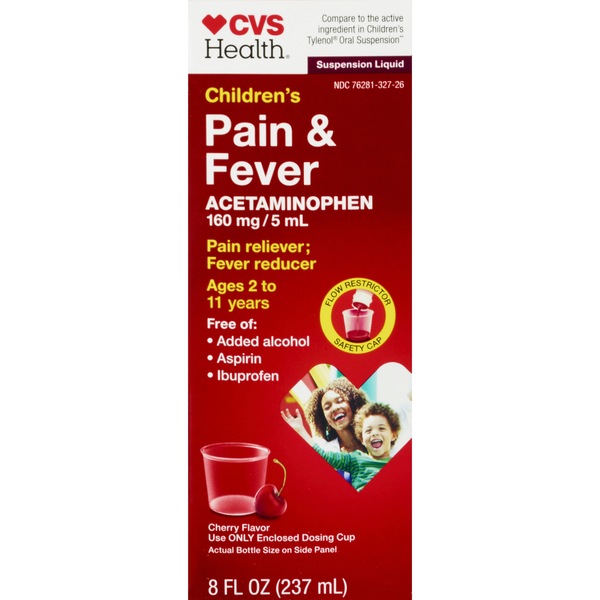 CVS Health Children¿s Acetaminophen Pain Reliever & Fever Reducer Oral Suspension, Cherry, 8 FL OZ