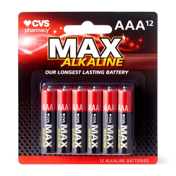 CVS Max Alkaline Batteries, AAA, 1.5 Volt