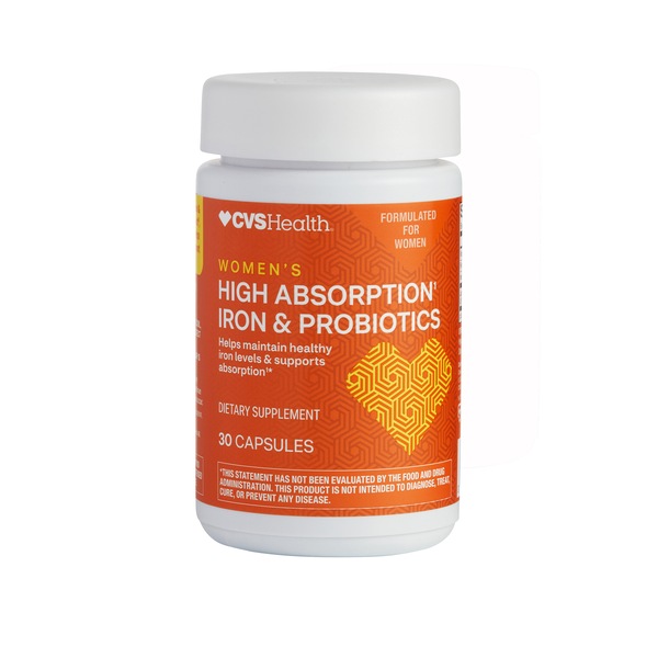 CVS Health High Absorption1 Iron & Probiotics, 30 Count