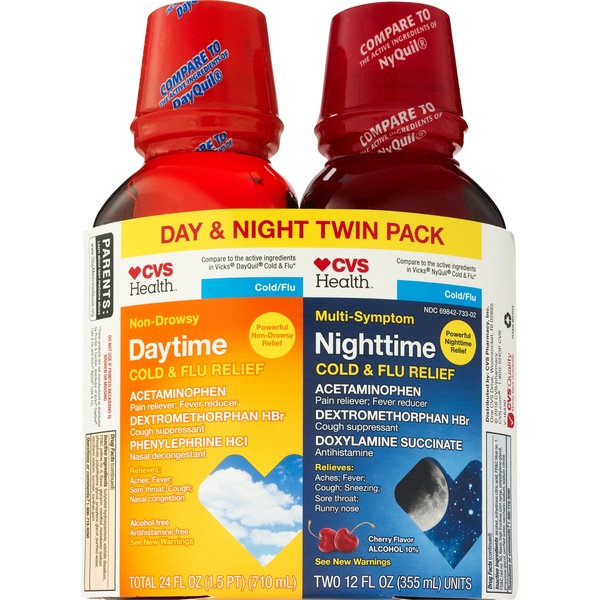 CVS Health Daytime & Nighttime Cold & Flu Relief; Cold Medicine Combination Pack, 12 OZ