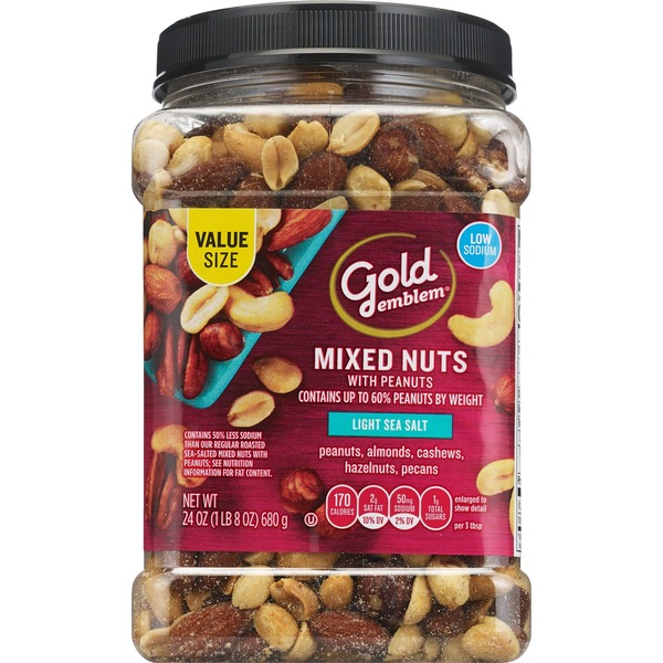 Gold Emblem Mixed Nuts With Peanuts, Light Sea Salt, 24 oz