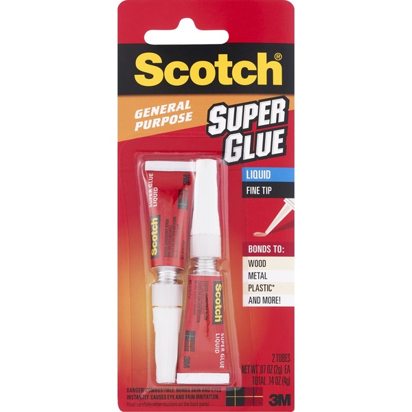 Scotch General Purpose Super Glue Liquid Tubes, 2 CT