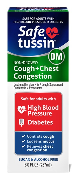 Safetussin DM Non-Drowsy Cough + Chest Congestion, 8 OZ