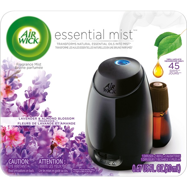 Air Wick Essential Mist Fragrance Oil Diffuser Kit (Gadget + 1 Refill), Lavender & Almond Blossom, Air Freshener