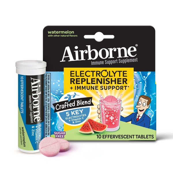 Airborne Electrolyte Replenisher Effervescent Tablets, 10 CT, Watermelon