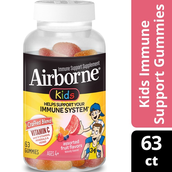 Airborne Kids Immune Support Gummies, Assorted Fruit