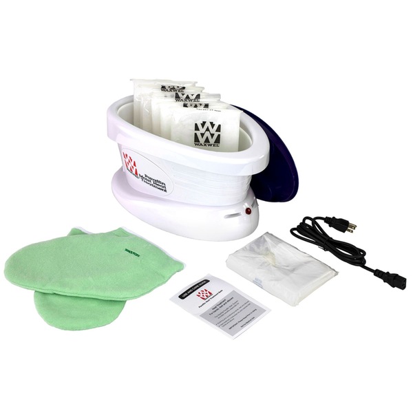 WaxWel Paraffin Bath Set with Heating Tank, Terry Cloth Mitt and Bootie, Liners, and Wax Blocks