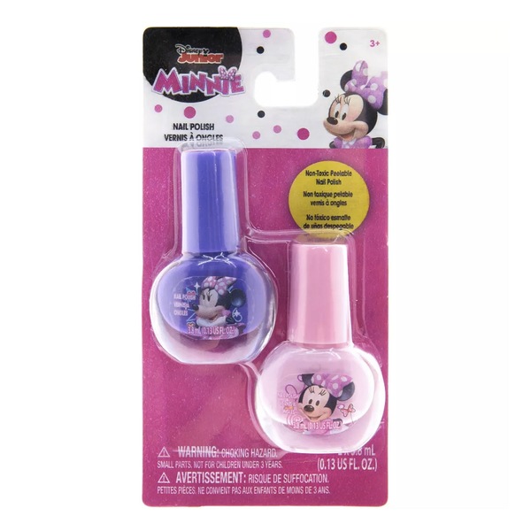 Disney Minnie Nail Polish, Purple-Pink or Red, Water-Based, 2 CT