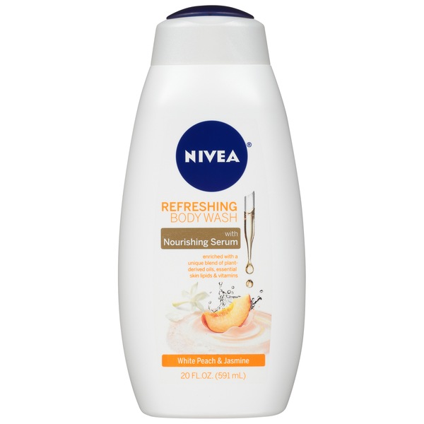 NIVEA Refreshing Body Wash with Nourishing Serum, 20 OZ