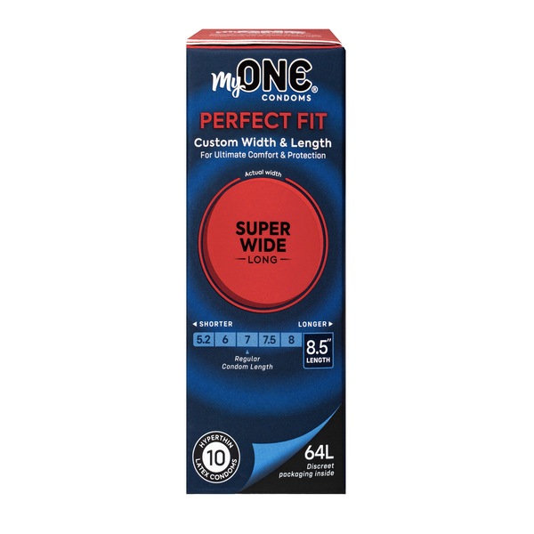 MyONE Custom Fit, SUPER WIDE & LONG Condoms FitCode 64L, 10 CT