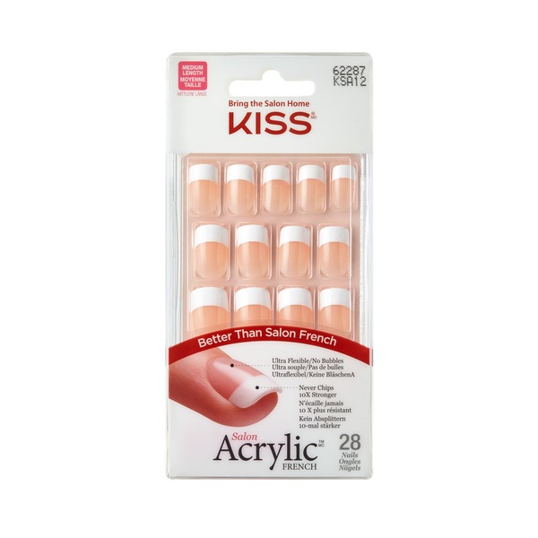 Kiss Salon Acrylic French, 1 Pack, 28CT