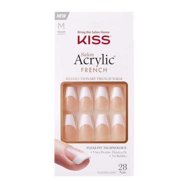 Kiss Salon Acrylic French, 1 Pack, 28CT