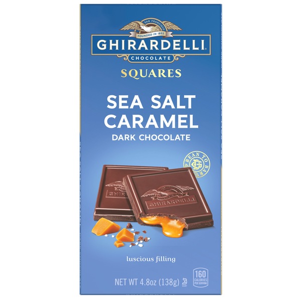 Ghirardelli, Sea Salt Caramel Dark Chocolate Squares Bar, 4.8 oz Bar