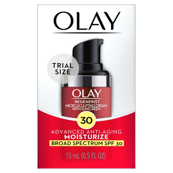 Olay Regenerist Micro-Sculpting Cream Face Moisturizer with SPF 30, Trial Size, 0.5 OZ