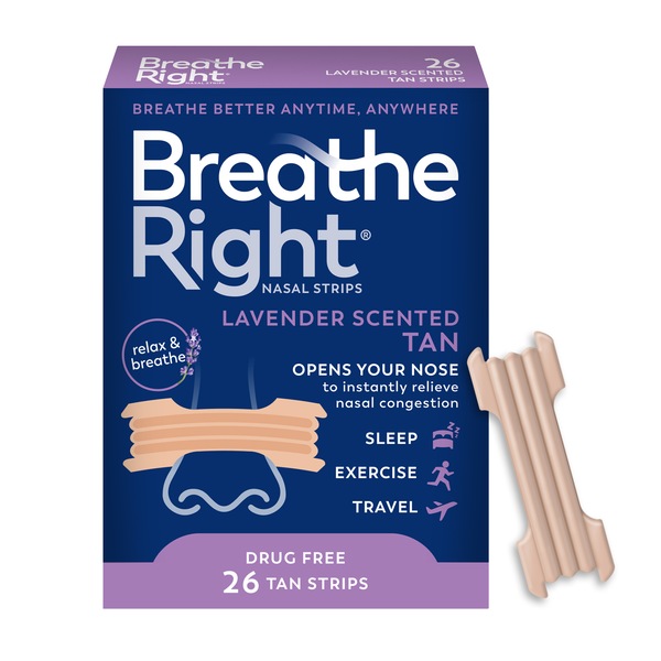 Breathe Right Calming Lavender Scented Nasal Strips to Help Stop Snoring, Drug-Free