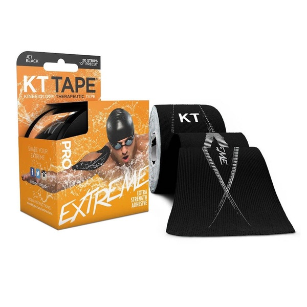 KT Tape Pro Extreme Extra Strength Adhesive Strips, Jet Black, 20 CT