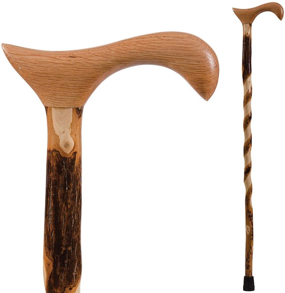 Brazos Twisted Hickory Derby Handcrafted Wood Walking Cane