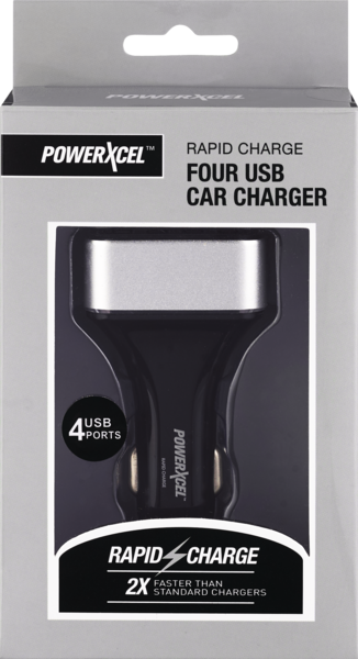 Rapid Charge 4 USB Car Charger, Silver