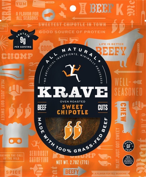 KRAVE Gourmet Beef Cuts, Sweet Chipotle Flavor, 2.7 oz