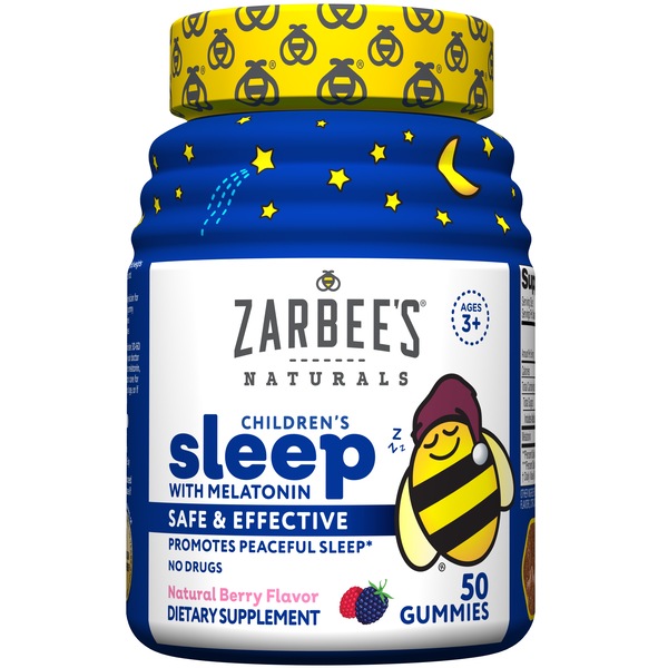 Zarbee's Naturals Children's Sleep with Melatonin, Natural Berry, 50 Gummies