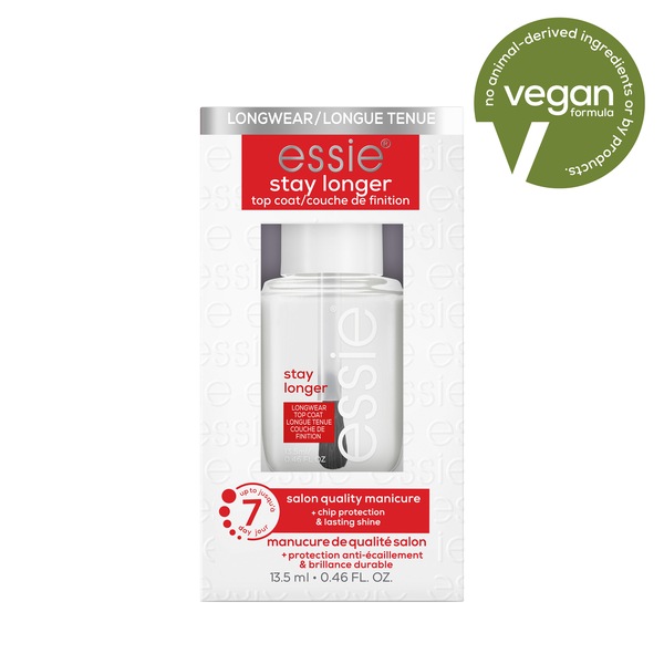 essie Salon-Quality Nail Care, Vegan, salon-quality longwear top coat, stay longer, 0.46 fl oz